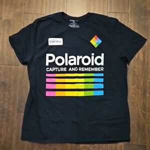 Polaroid OneStep T-Shirt in Black with Rainbow Design